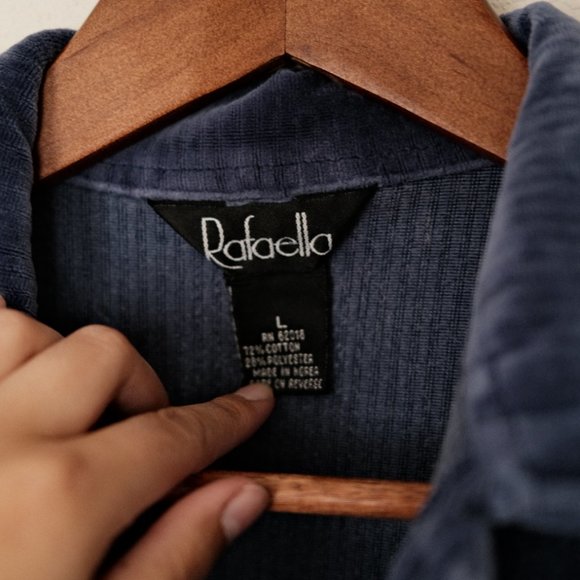 Dark Blue Ribbed Button Down Shacket - Picture 3 of 4